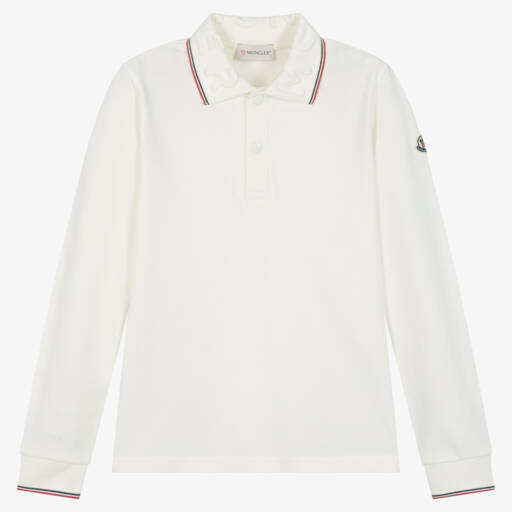 Moncler Enfant-Кремовая рубашка поло из хлопка | Childrensalon