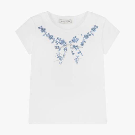 Monnalisa Bow Print Jersey T-Shirt