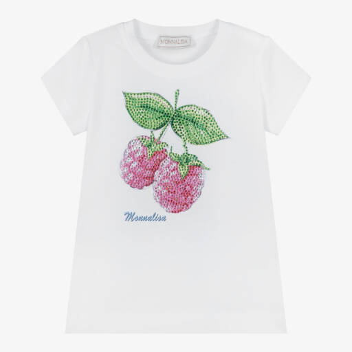 Monnalisa Blue & White Fruit Print Jersey Leggings main image 0