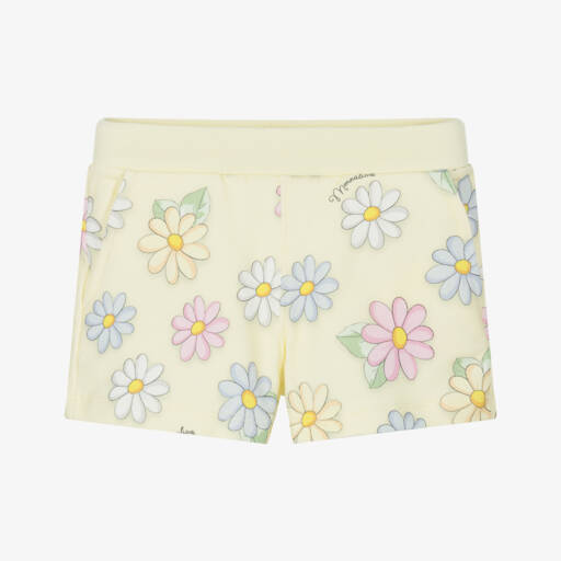 Monnalisa Girls Peach Blossom Denim Shorts in Blue