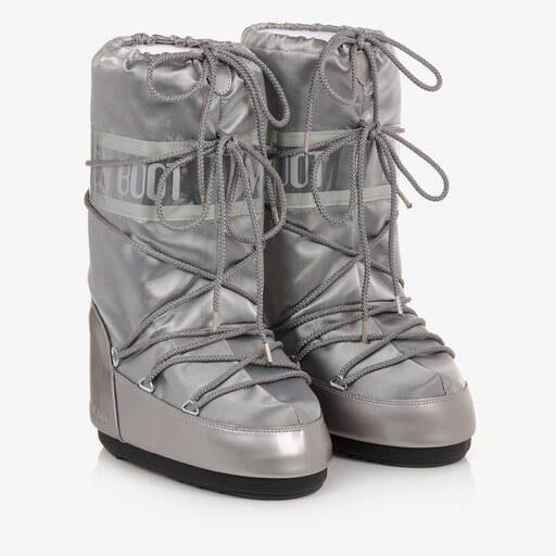 Moon Boot-Teen Silver Satin Snow Boots | Childrensalon