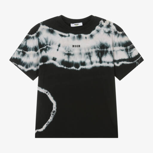 MSGM-Boys Black Cotton Tie-Dye T-Shirt | Childrensalon