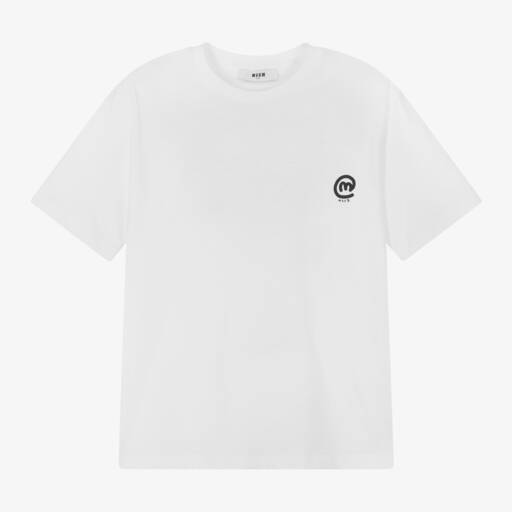 MSGM-Boys White Cotton Graphic Print T-Shirt  | Childrensalon
