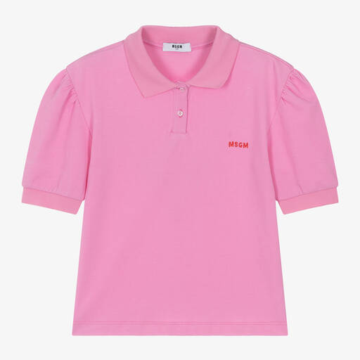 MSGM-Girls Pink Cotton Polo Shirt | Childrensalon
