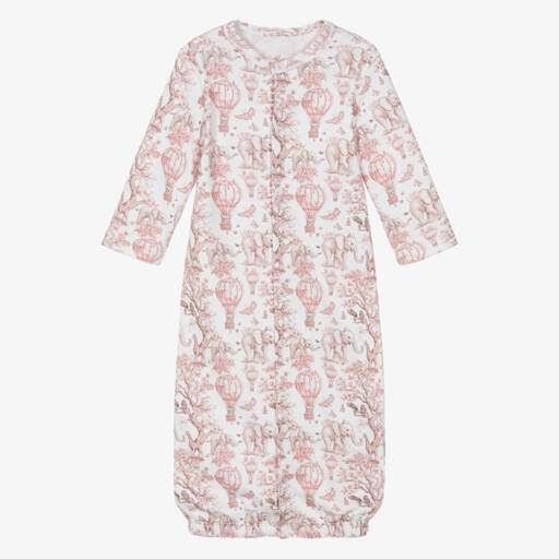 My Little Pie-Pink Supima African Animals Toile de Jouy Converter Gown | Childrensalon