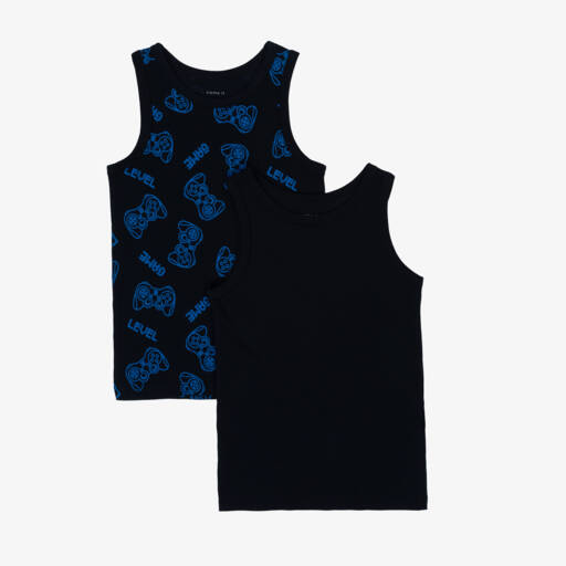 NAME IT-Boys Blue Cotton Vests (2 Pack) | Childrensalon