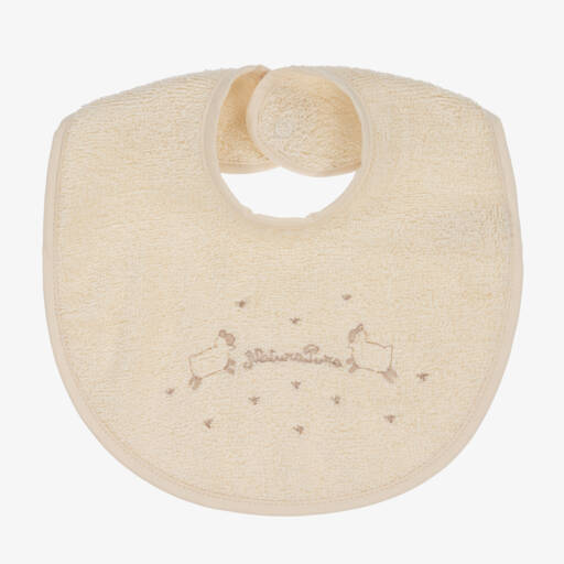 NaturaPura-Ivory Organic Cotton Embroidered Bib | Childrensalon