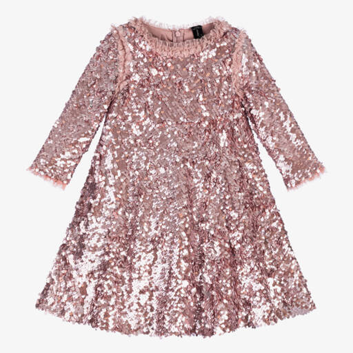 Needle & Thread-Girls Rose Gold Sequinned Tulle Dress | Childrensalon