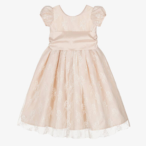 Nicki Macfarlane-Girls Pale Pink Taffeta & Lace Dress | Childrensalon