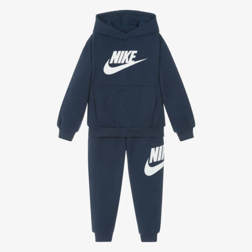 Nike-Navy Blue Cotton Tracksuit With Swoosh Logo | Childrensalon