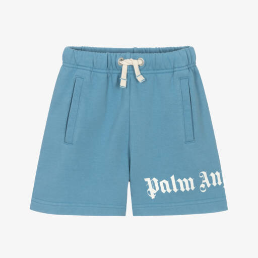 Palm Angels-Boys Blue Cotton Jersey Shorts | Childrensalon