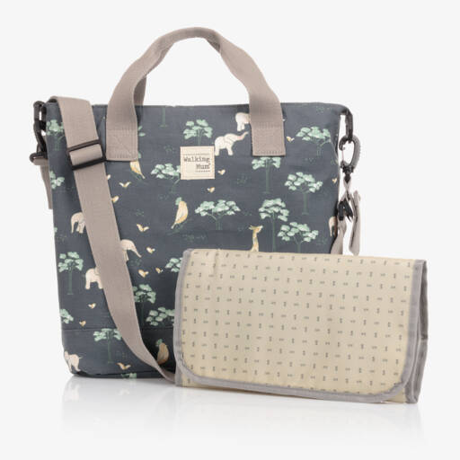 Pasito a Pasito-Blue Cotton Animal Print Changing Bag (40cm) | Childrensalon