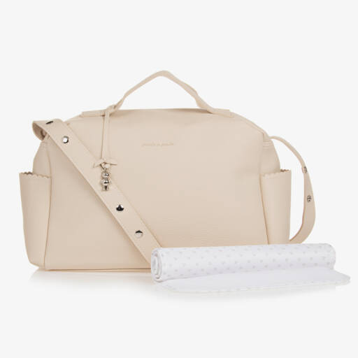 Pasito a Pasito-Ivory Faux Leather Baby Changing Bag (41cm) | Childrensalon