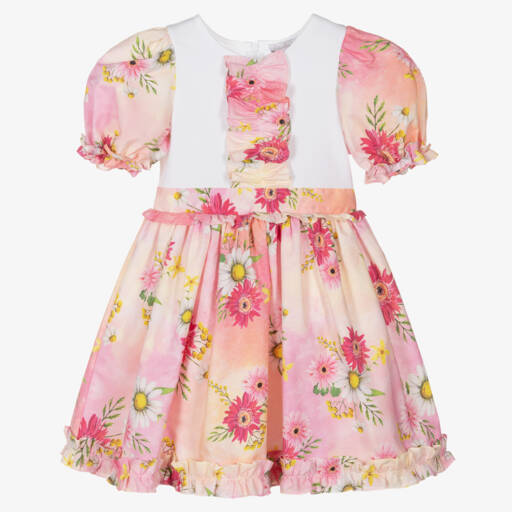 Patachou-Pink Tie Dye Floral Dress  | Childrensalon