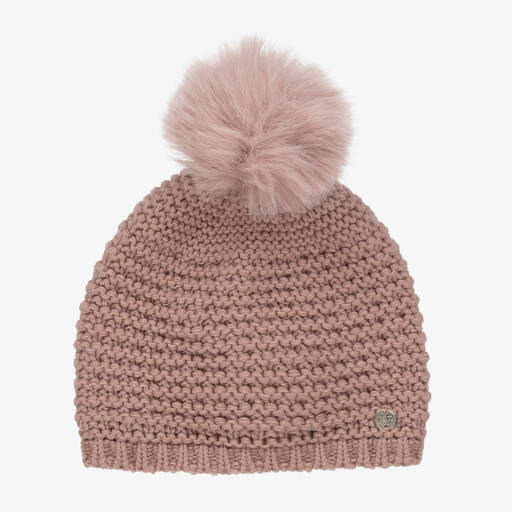 PAZ Rodríguez-Girls Pink Wool Knit Pom-Pom Hat | Childrensalon