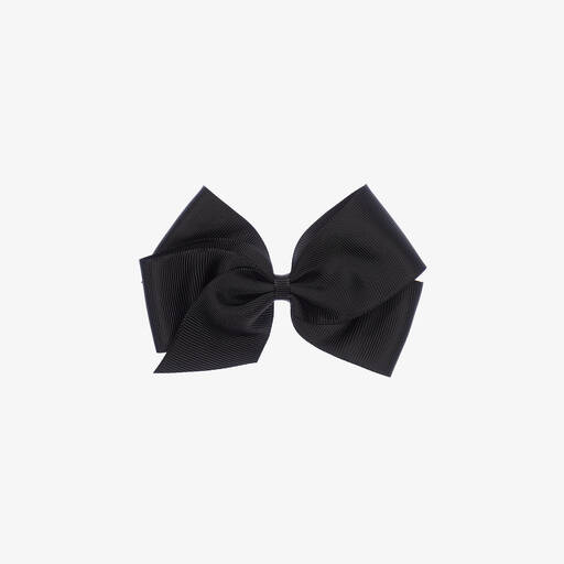 Peach Ribbons-Black Bow Hair Clip (12cm) | Childrensalon