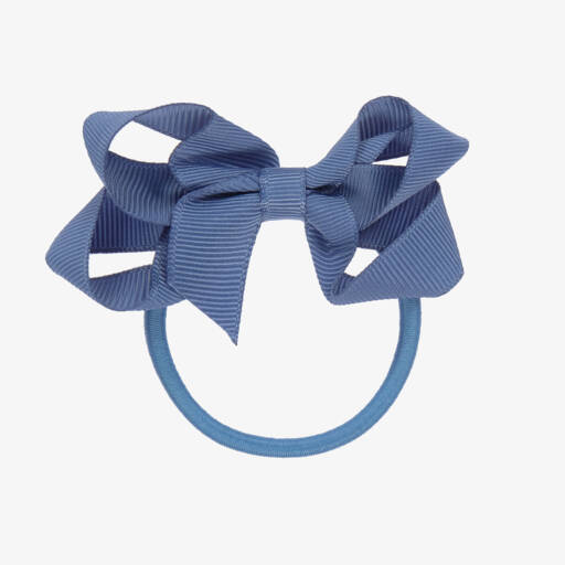 Peach Ribbons-Blue Ribbon Bow Hair Elastic (7cm) | Childrensalon