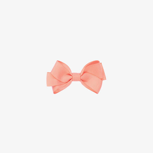 Peach Ribbons-Coral Pink Bow Hair Clip (7cm) | Childrensalon
