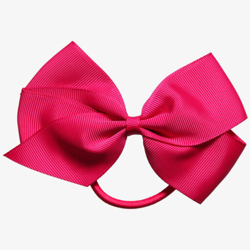 Peach Ribbons-Fuchsia Pink Bow Hair Elastic (12cm) | Childrensalon