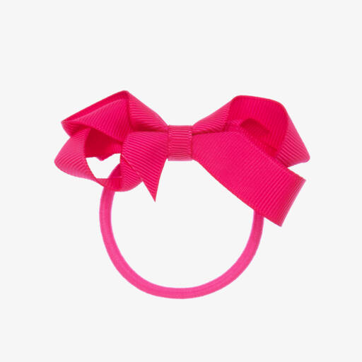 Peach Ribbons-Fuchsia Pink Bow Hair Elastic (7cm) | Childrensalon