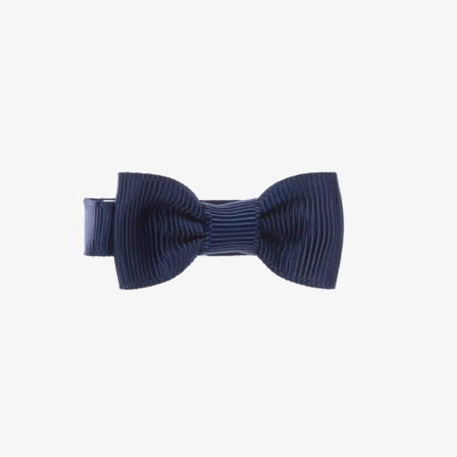 Peach Ribbons-Navy Blue Bow Hair Clip (5cm) | Childrensalon