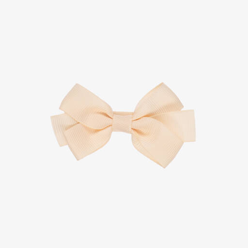 Peach Ribbons-Pale Pink Bow Hair Clip (7cm) | Childrensalon