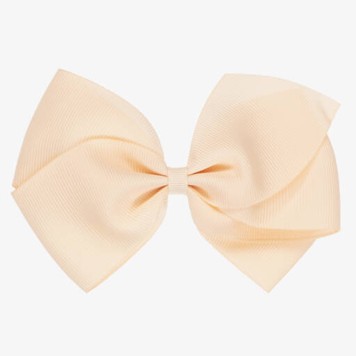 Peach Ribbons-Pale Pink Ribbon Bow Hair Clip (12cm) | Childrensalon