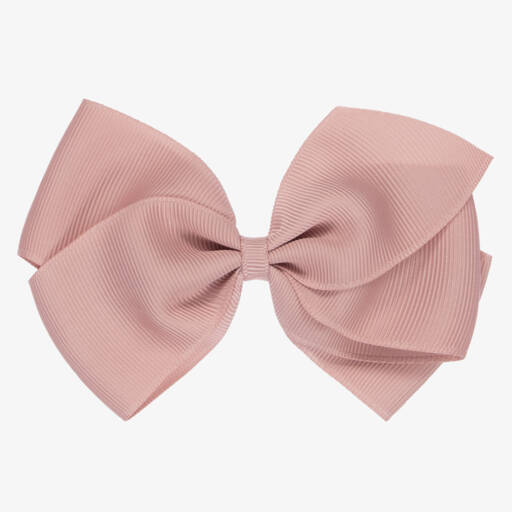 Peach Ribbons-Pink Ribbon Bow Hair Clip (12cm) | Childrensalon