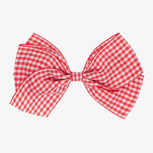 Peach Ribbons-Red Gingham Bow Clip (12cm) | Childrensalon