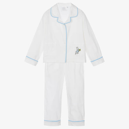 Peter Rabbit™ by Childrensalon-White Embroidered Cotton Pyjamas | Childrensalon