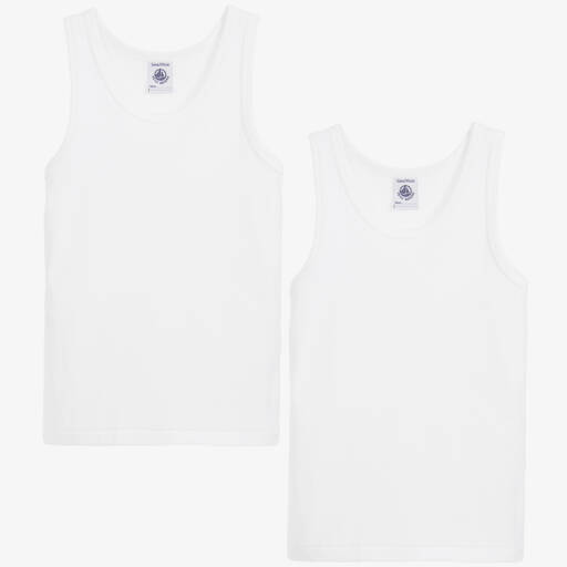 Petit Bateau-Майки белые из органического хлопка для мальчиков (2шт.) | Childrensalon