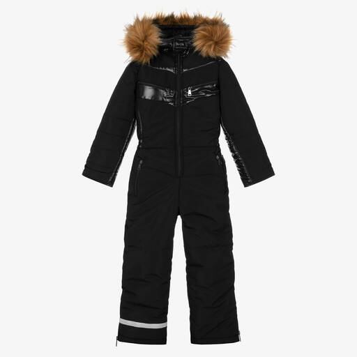 Pilguni-Black Padded Hooded Snowsuit  | Childrensalon