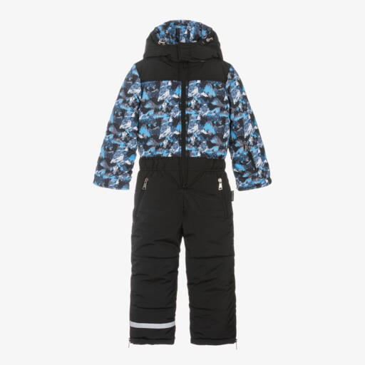 Pilguni-Boys Black Mountain Print Snowsuit | Childrensalon
