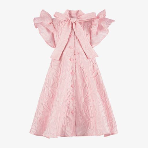 POCA & POCA-Girls Pink Floral Jacquard Dress | Childrensalon
