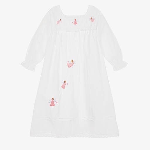 Powell Craft-Girls White Fairy Embroidered Nightdress | Childrensalon