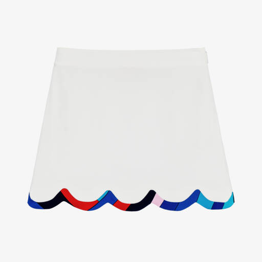 PUCCI-Girls White Iride Print Scalloped Hem Skirt | Childrensalon