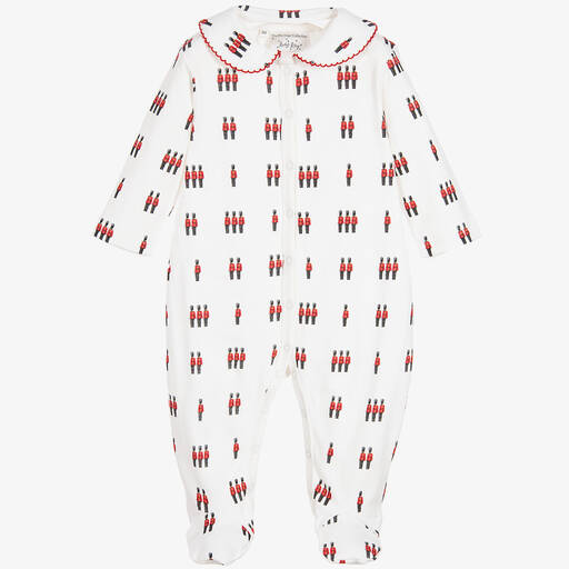 Rachel Riley-Ivory Grenadier Guard Cotton Babygrow | Childrensalon