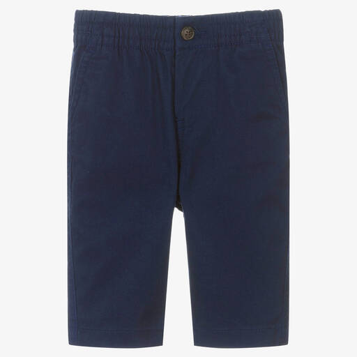 Ralph Lauren-Baby Boys Navy Blue Cotton Chino Trousers | Childrensalon