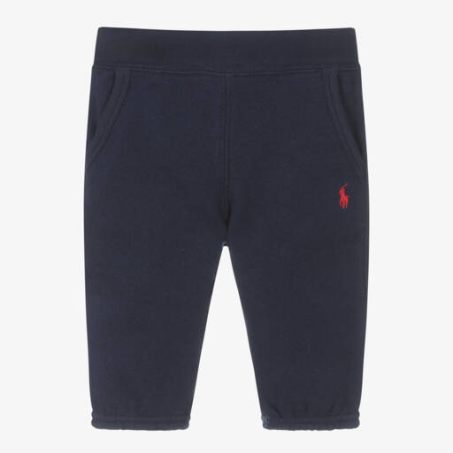 Ralph Lauren-Baby Boys Navy Blue Cotton Jersey Joggers | Childrensalon