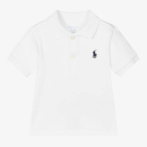 James & Lottie Boys White Polo Shirt - Green Puppy main image 0