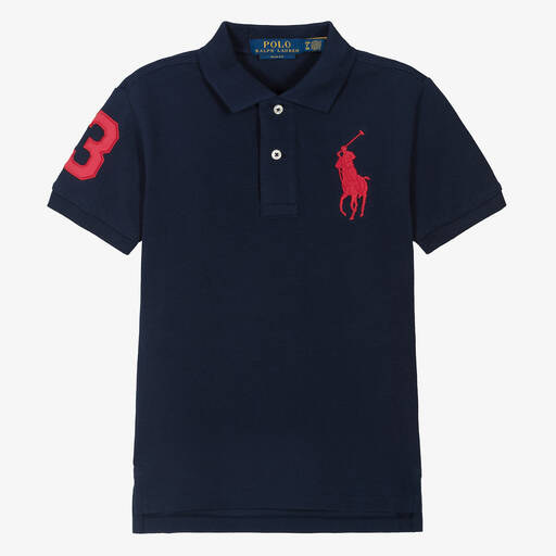 Ralph Lauren-توب بولو قطن بيكيه لون كحلي للأولاد | Childrensalon