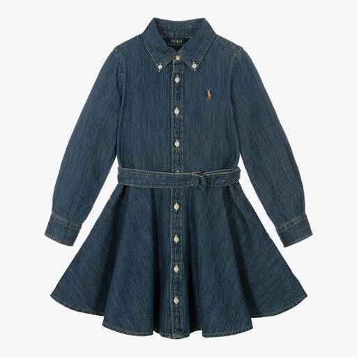 Ralph Lauren-Girls Blue Denim Dress | Childrensalon