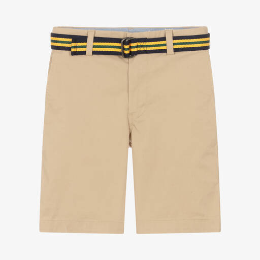 Ralph Lauren- Teen Boys Beige Cotton Chino Shorts | Childrensalon