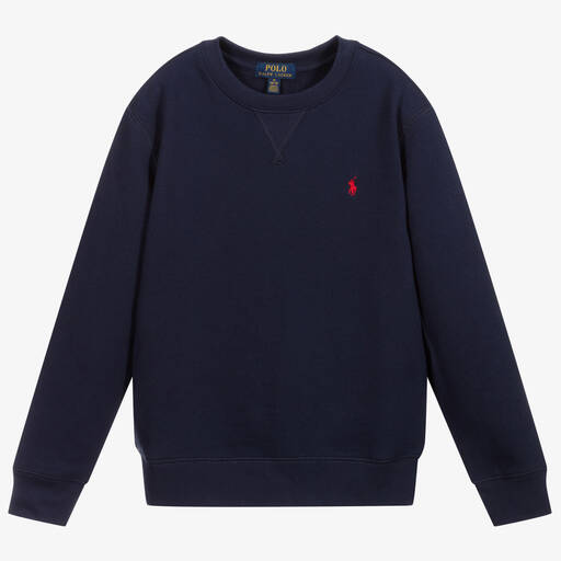 Polo Ralph Lauren-سويتشيرت تينز ولادي قطن لون كحلي | Childrensalon