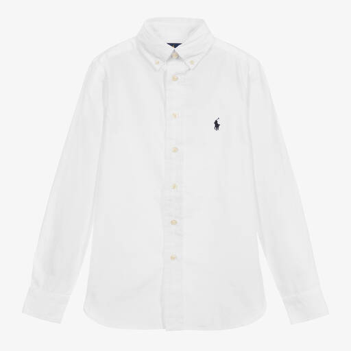 Polo Ralph Lauren-قميص تينز ولادي قطن لون أبيض | Childrensalon