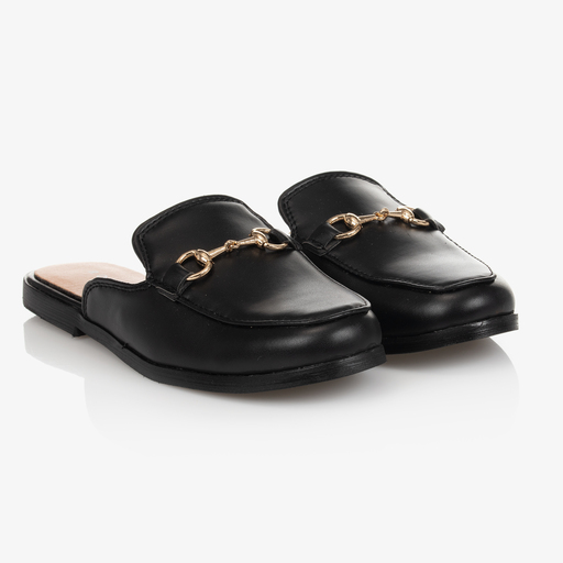 Romano-Black Backless Loafer Shoes | Childrensalon