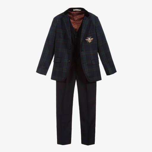 Roma e Toska-Черно-зеленый костюм из шотландки для мальчиков | Childrensalon