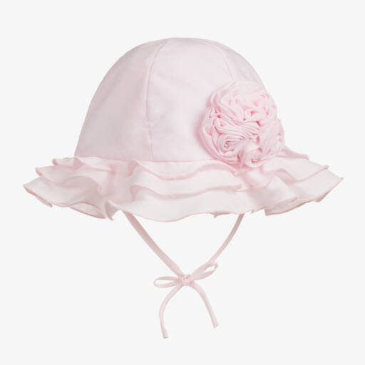 Sarah Louise-Baby Girls Pink Sun Hat with Flower | Childrensalon