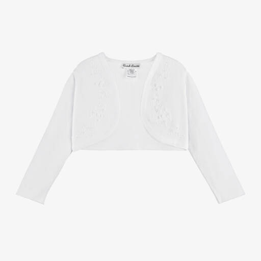 Sarah Louise-Белый хлопковый кардиган для девочек | Childrensalon