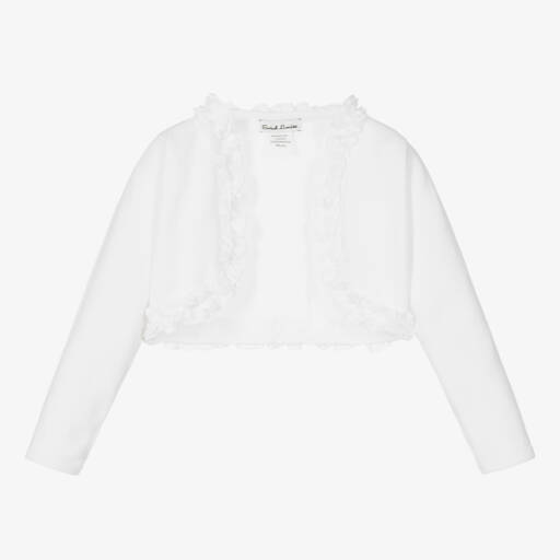 Sarah Louise-Белый трикотажный кардиган-болеро | Childrensalon